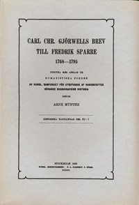 Carl Chr. Gjörwells brev till Fredrik Sparre 1768-1795