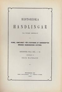 Historiska handlingar, register till delarna 1-20